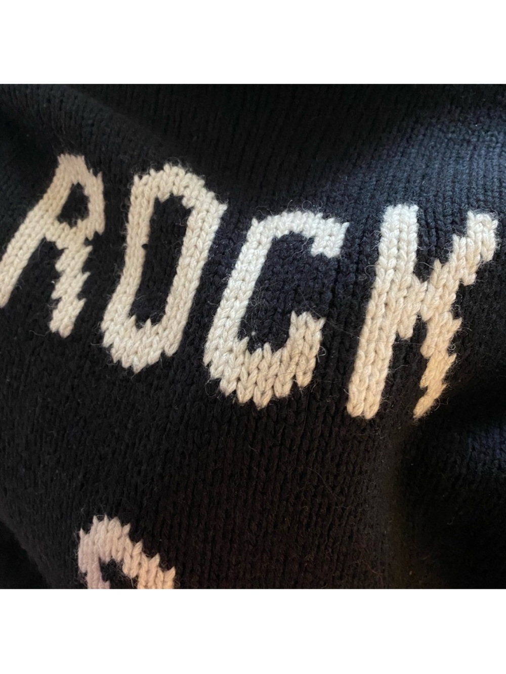 Zadig & Voltaire Black Turtleneck Sweater with White 'Rock & Roll' Intarsia - Picture 4 of 6
